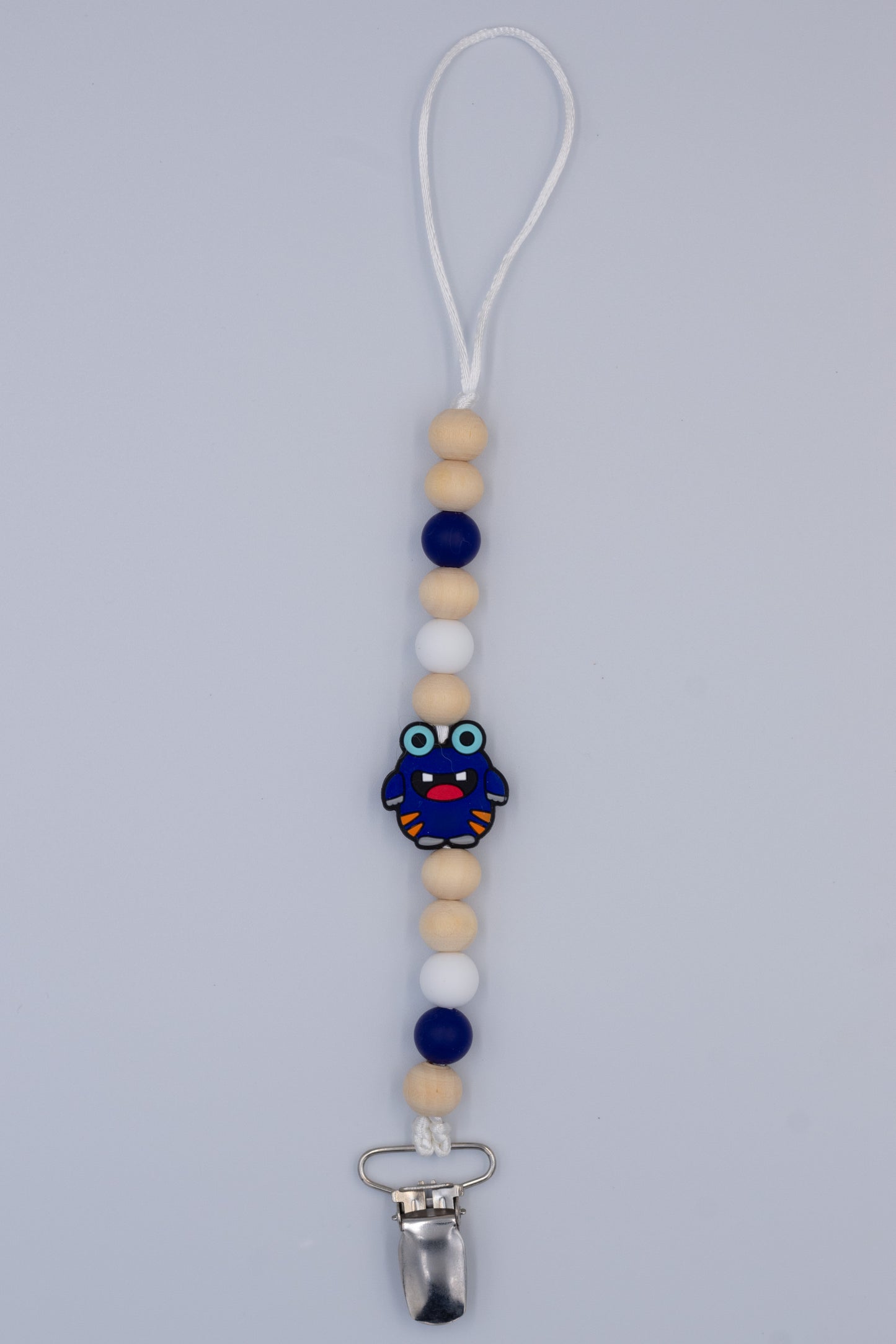 Blue Monster Teething Dummy Clip