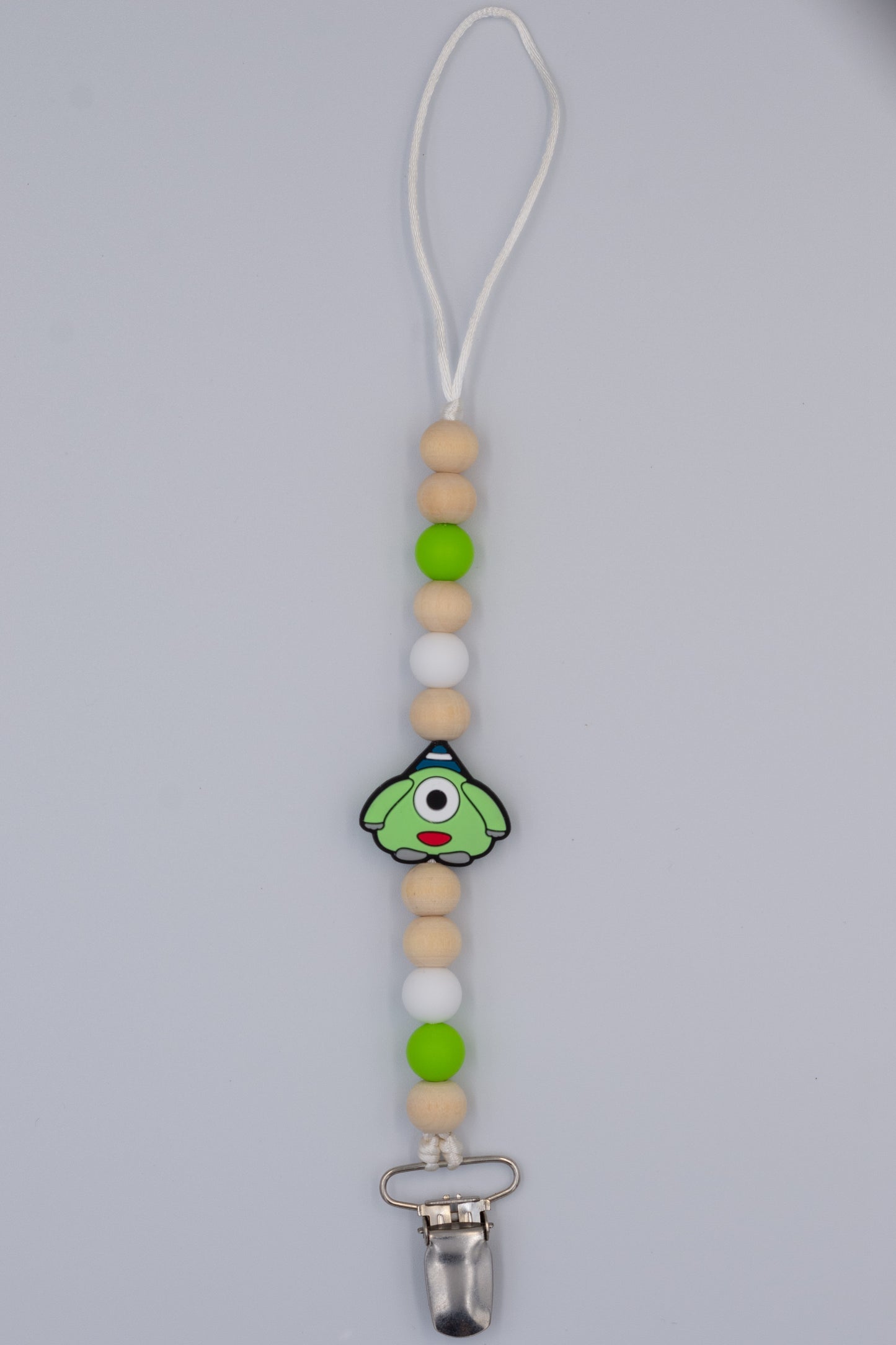 Green Monster Teething Dummy Clip