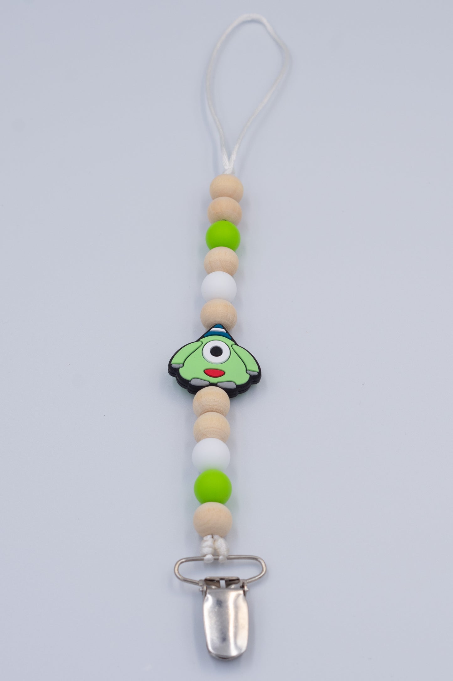 Green Monster Teething Dummy Clip