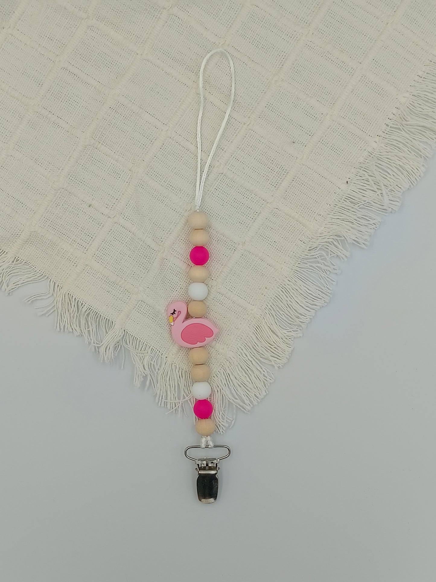 Flamingo Teething Dummy Clip