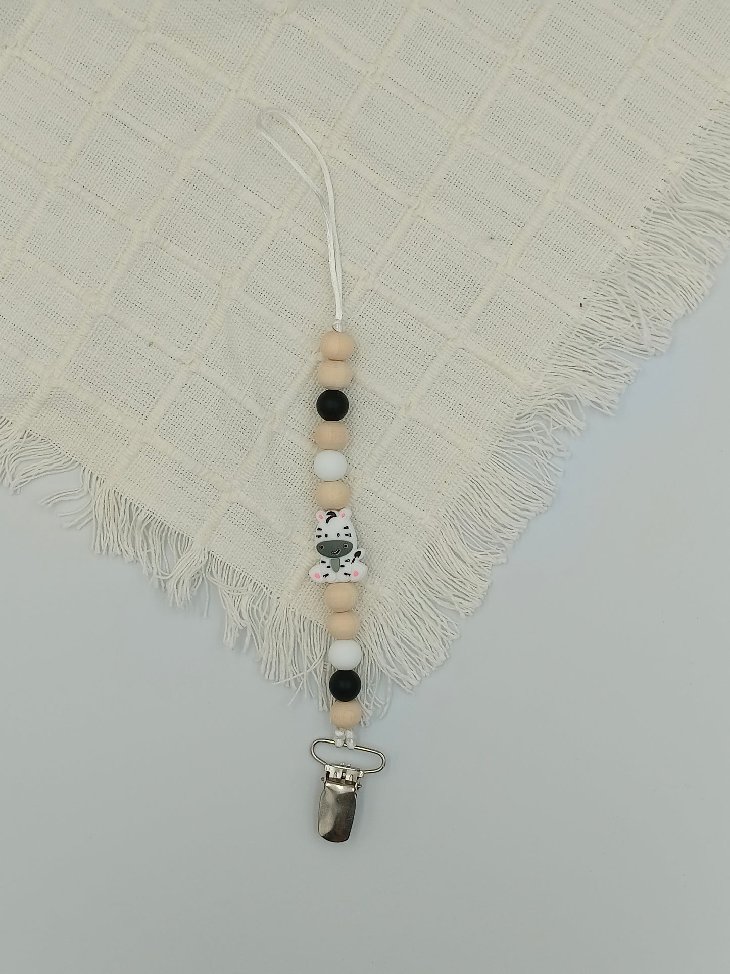 Zebra Teething Dummy Clip