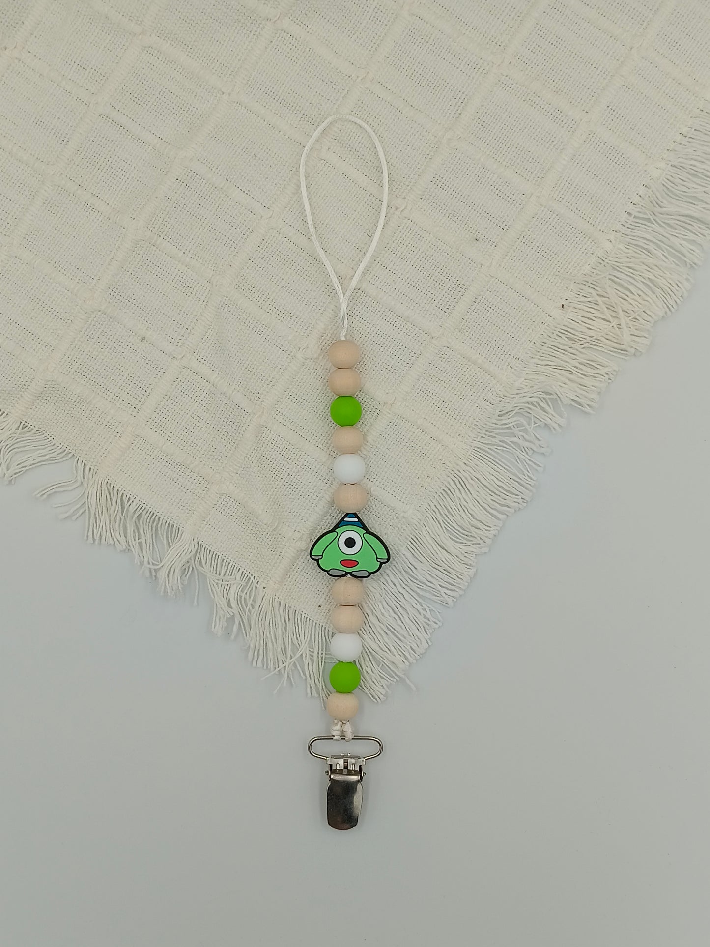 Green Monster Teething Dummy Clip