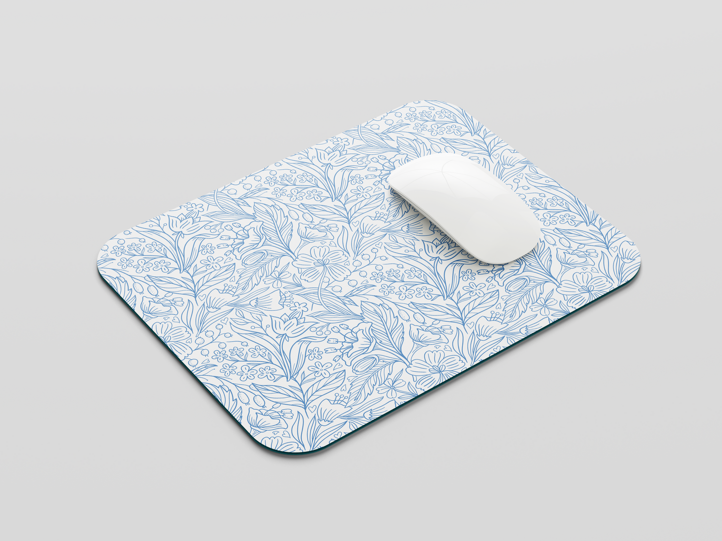 Blue Floral Mouse Pad