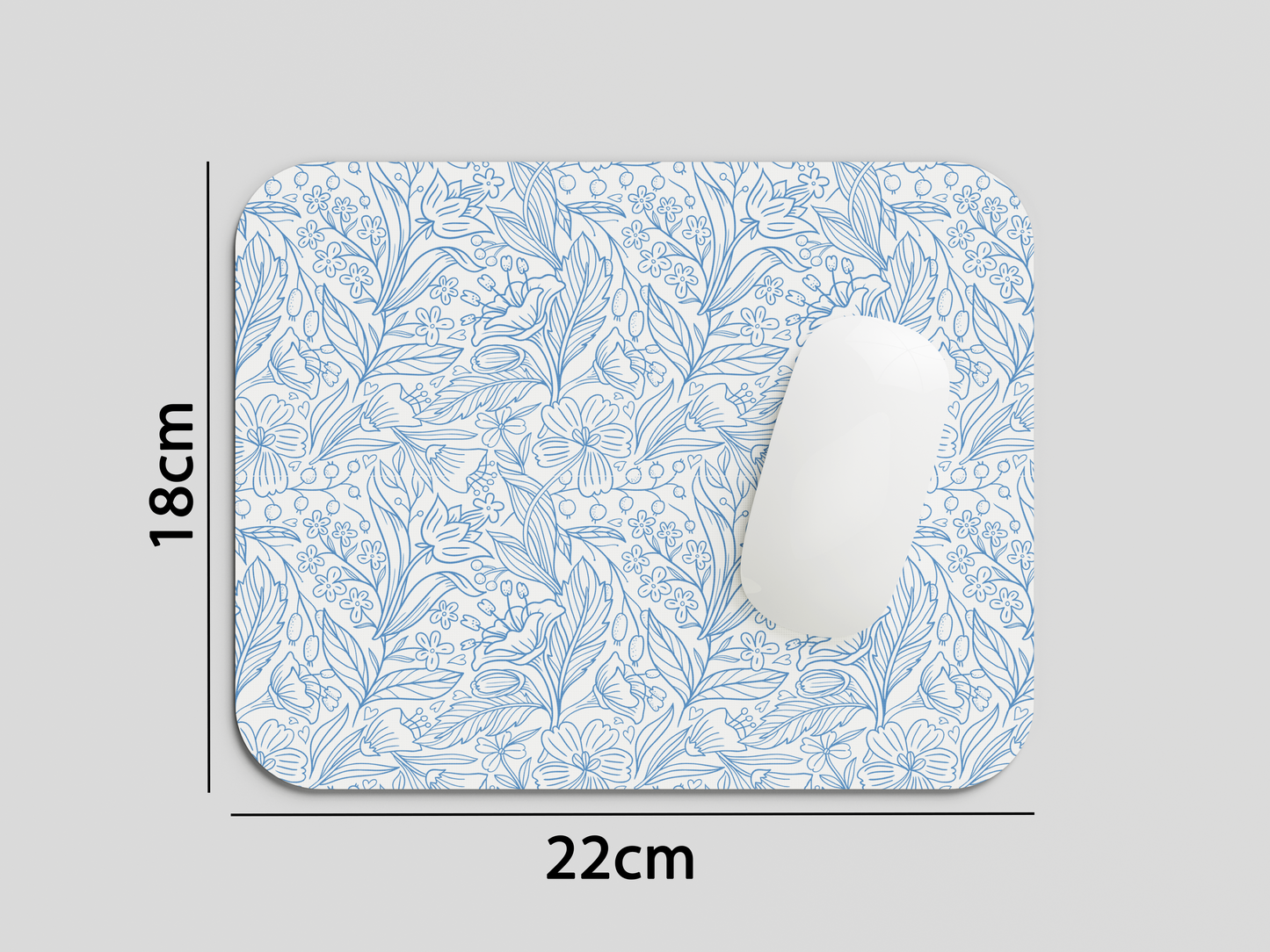 Blue Floral Mouse Pad