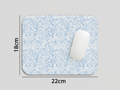Blue Floral Mouse Pad
