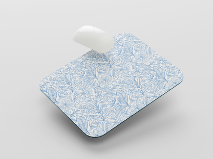 Blue Floral Mouse Pad