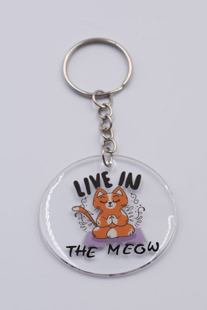Live in the Meow Keyring